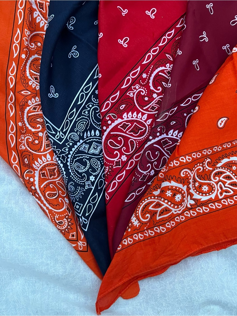 BUNDLE of 5 Paisley Bandana Scarves Handkerchiefs